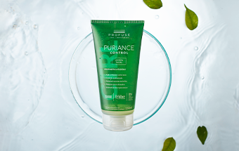 Puriance Control com fundo laranja.